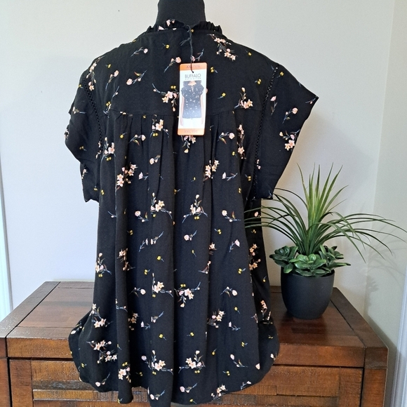 Buffalo David Bitton Floral Blouse Lightweight Flowy Top XXL Black Pink - Picture 4 of 14